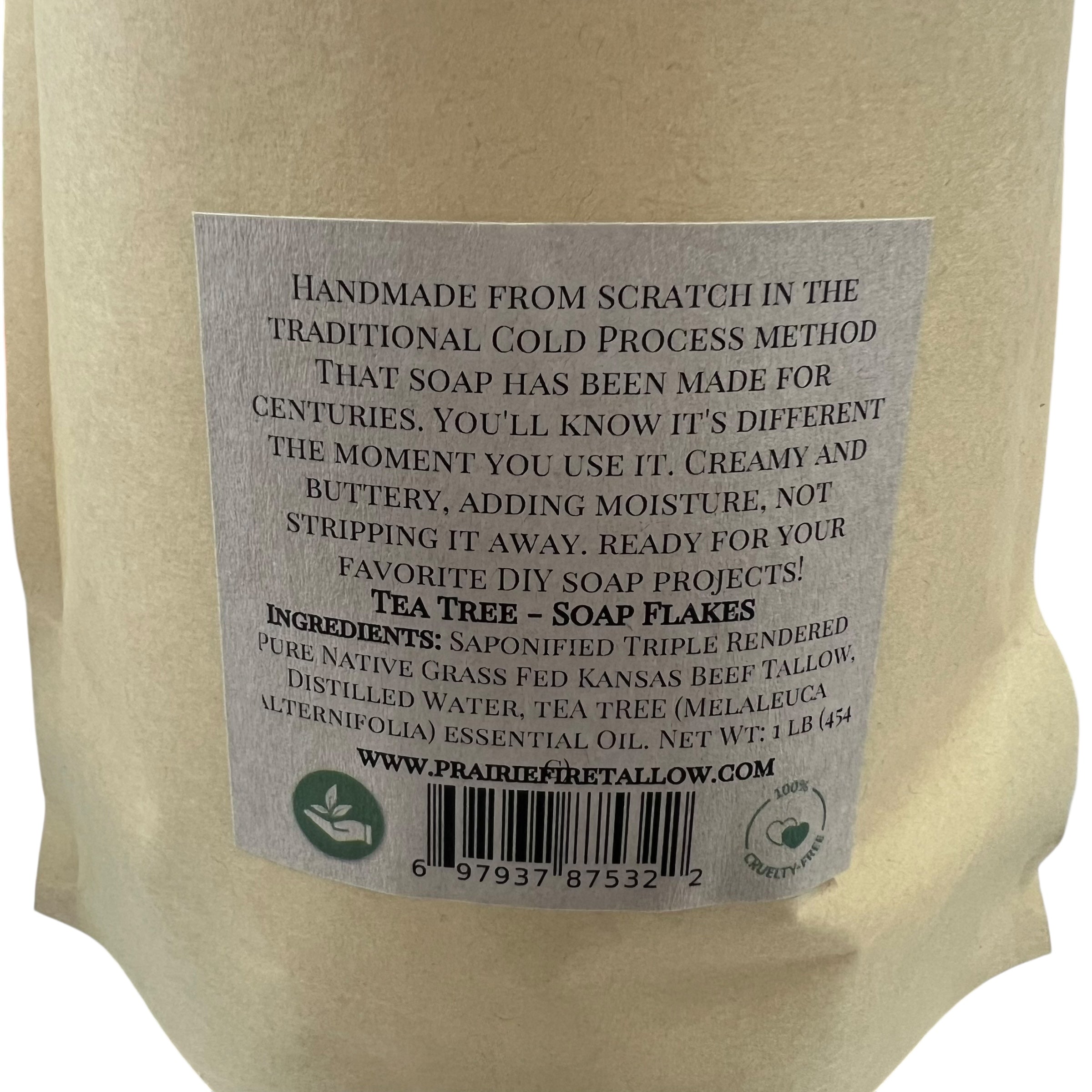 Pure Beef Tallow Soap Flakes - Made in USA - Grass Fed and Finished - Face, Body and Hair - Natural and Organic