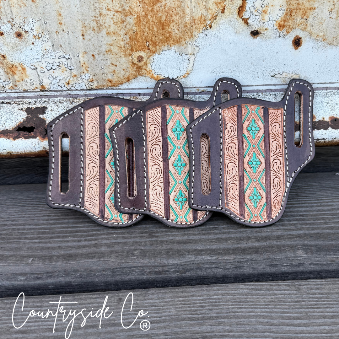 Aztec Tooled Leather Knife Sheath