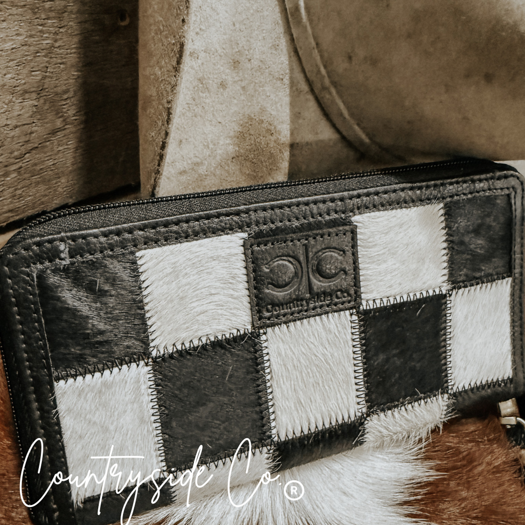Stockyard Checkered Cowhide Wallet