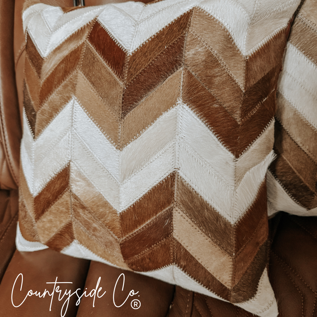 Chevron Cowhide Throw Pillow Cover
