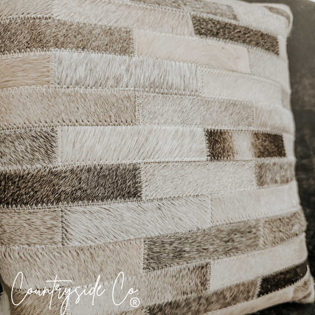 Patchwork Cowhide Throw Pillow Cover
