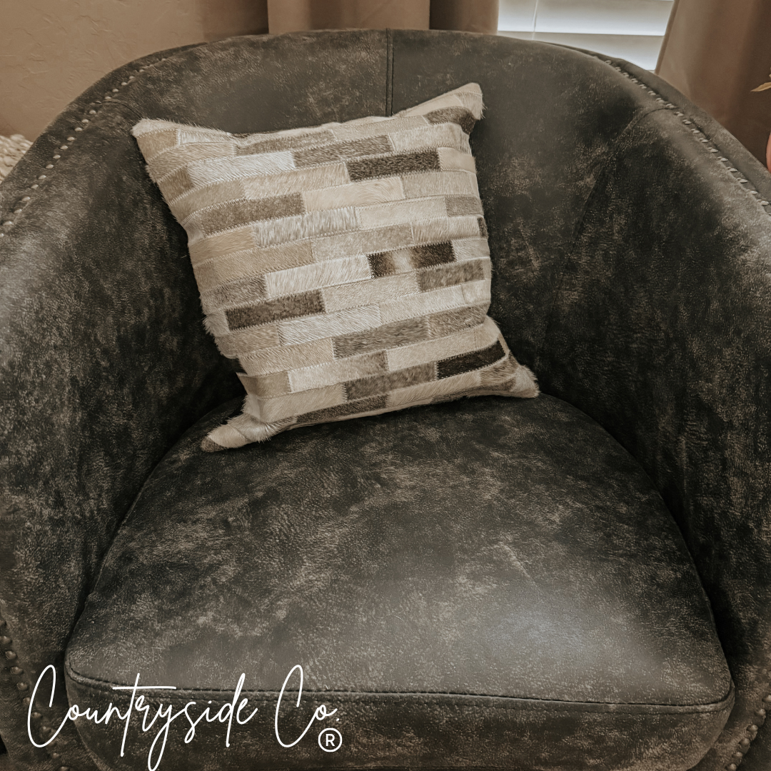 Patchwork Cowhide Throw Pillow Cover