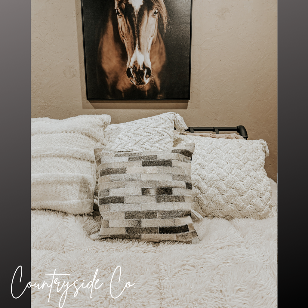 Patchwork Cowhide Throw Pillow Cover