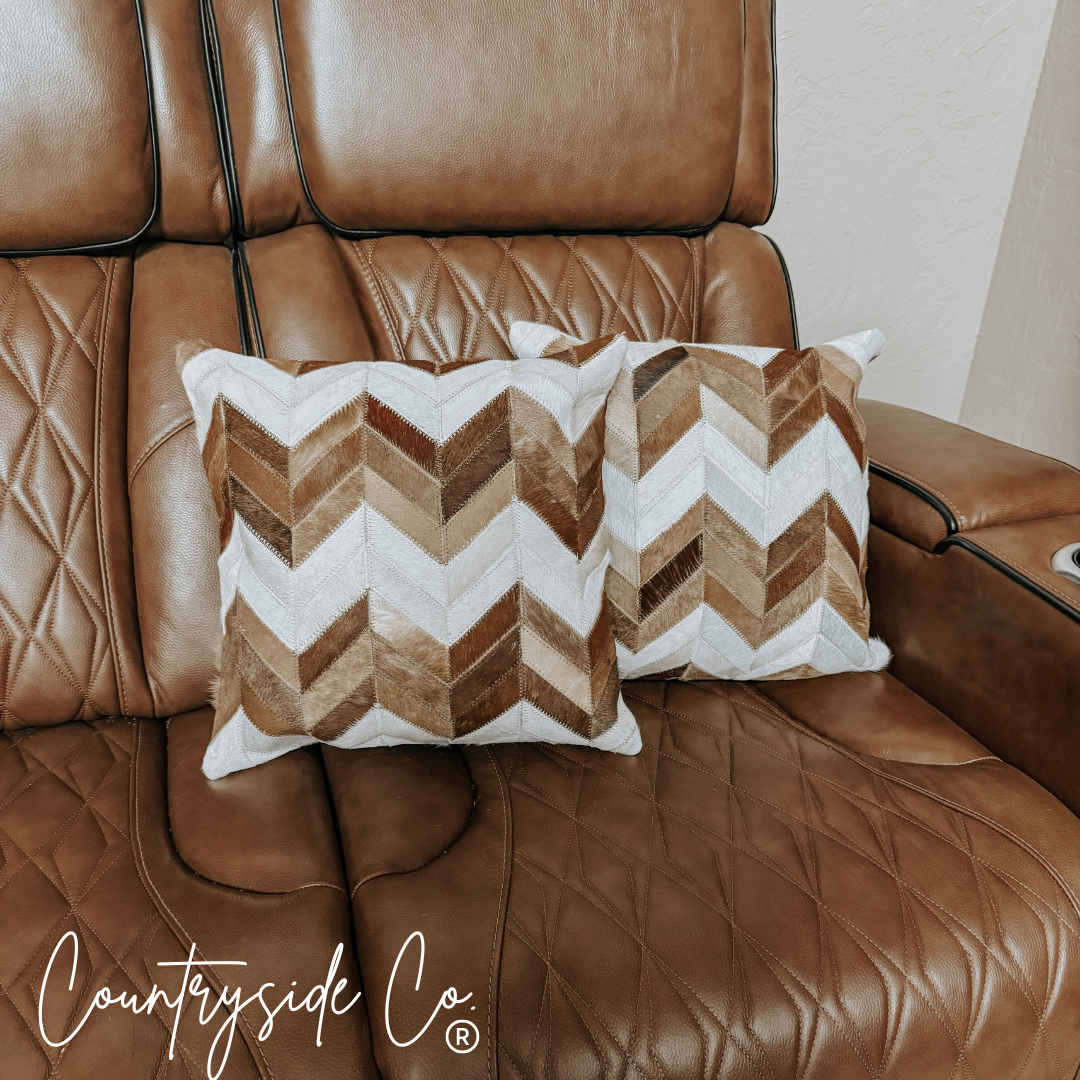Chevron Cowhide Throw Pillow Cover