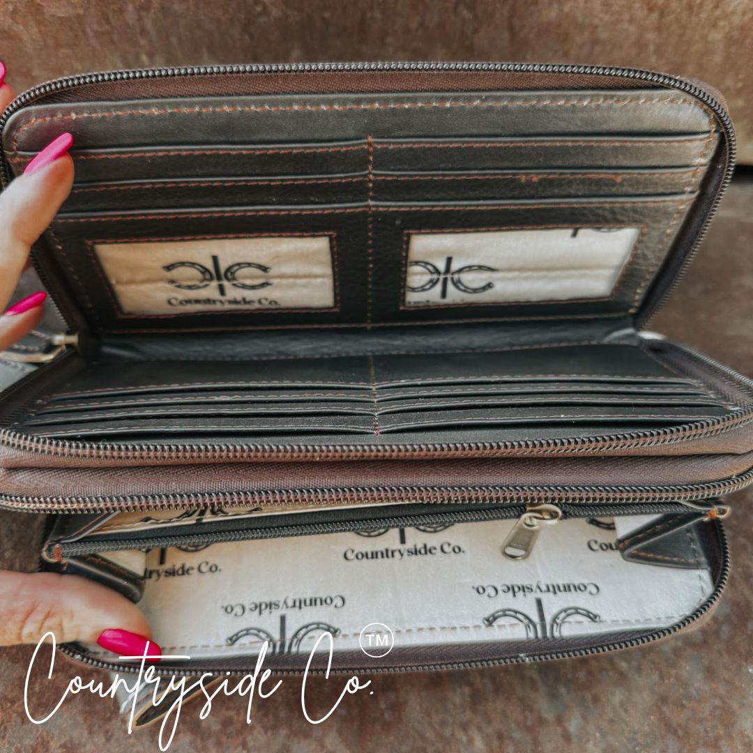 Boot Stitch Leather Wallet Wristlet