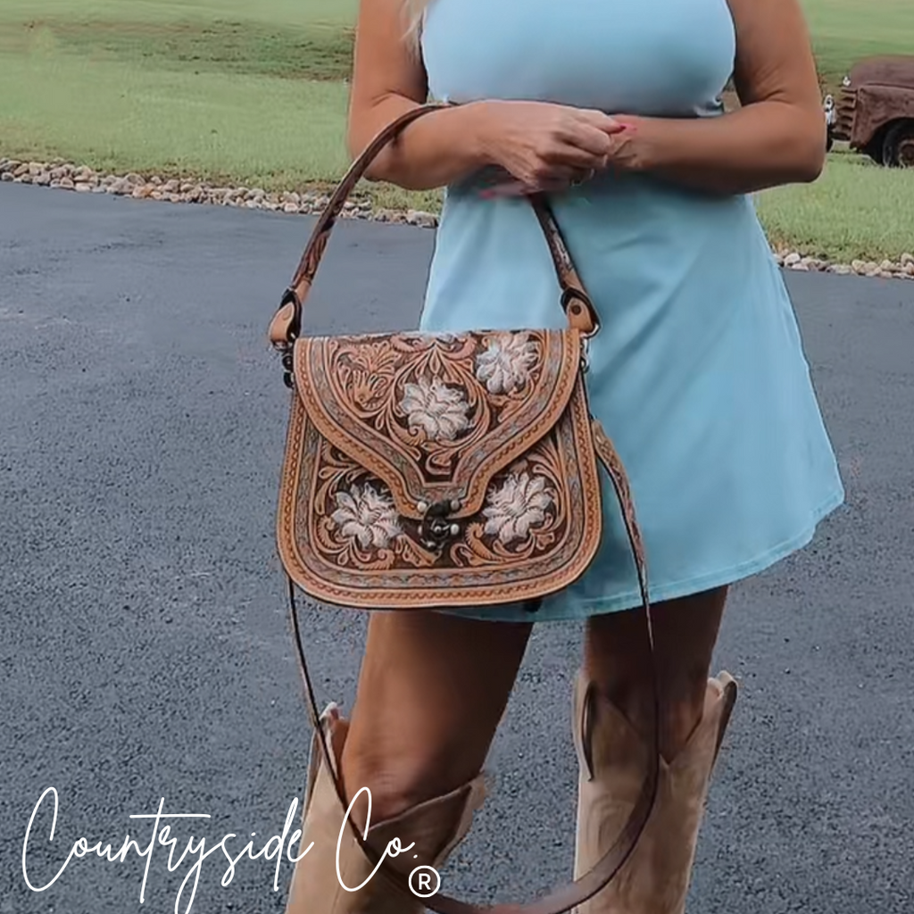 Stella Tooled Leather Concealed Carry Handbag