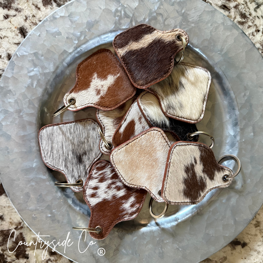 Cowhide Cowtag Keychain