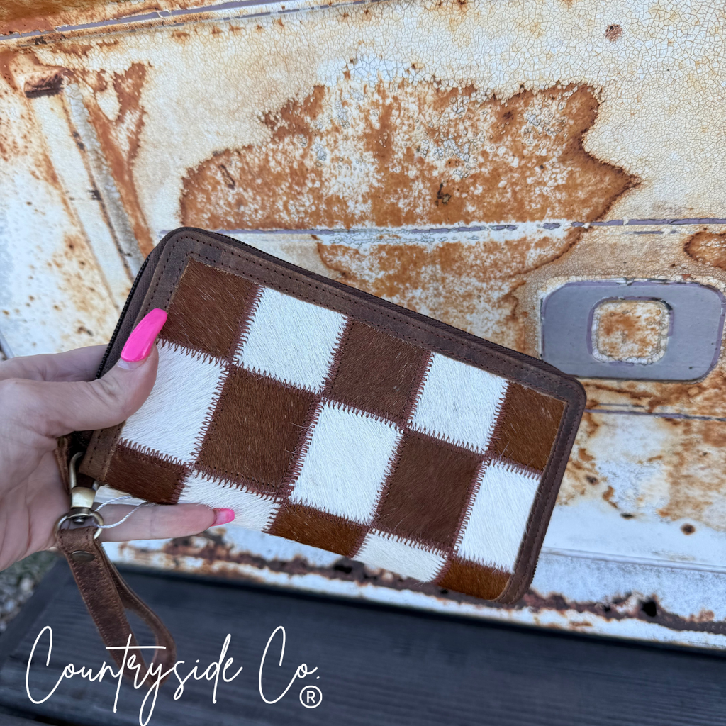 Stockdale Checkered Cowhide Wallet