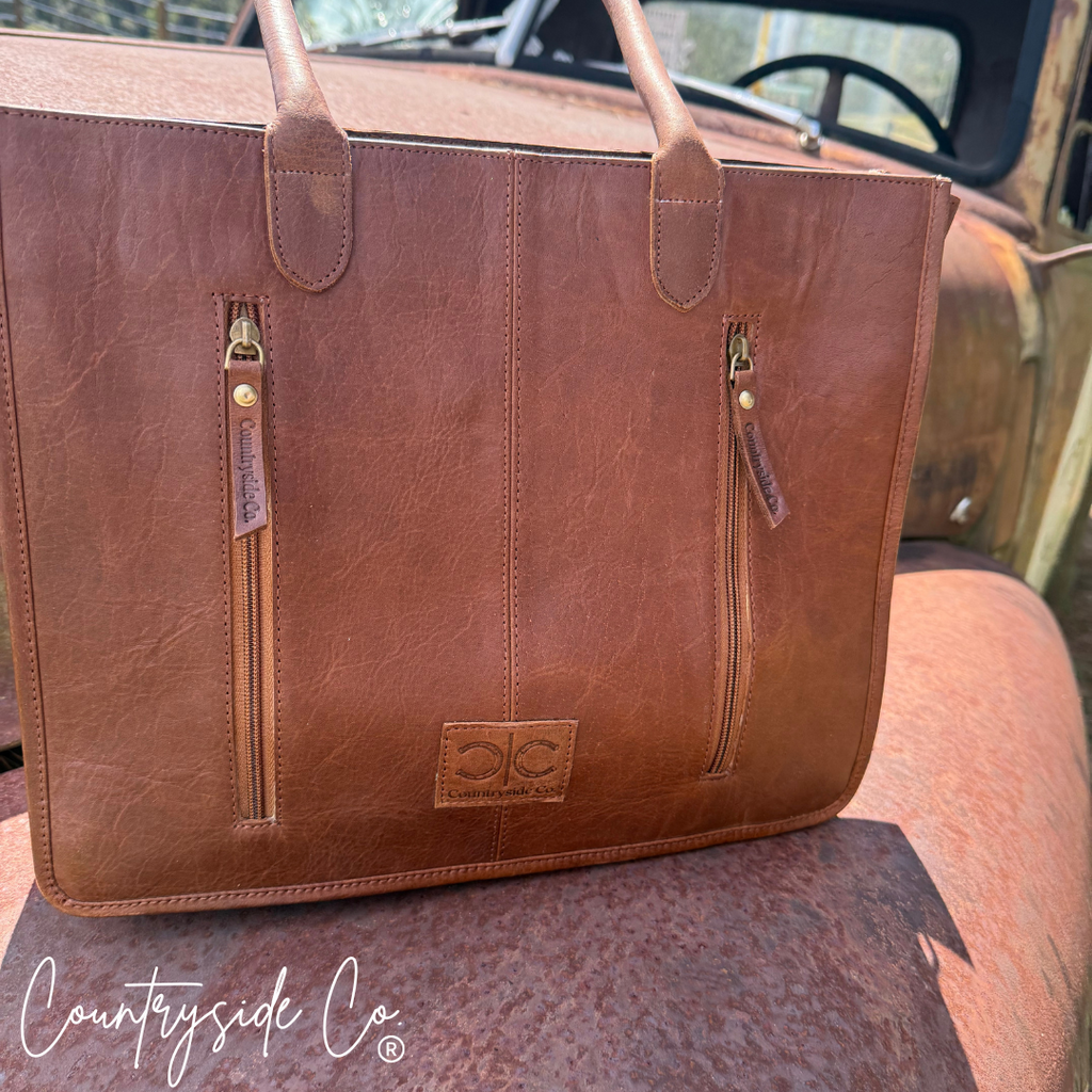 Virginia Cowhide Checkered Concealed Carry Tote Handbag