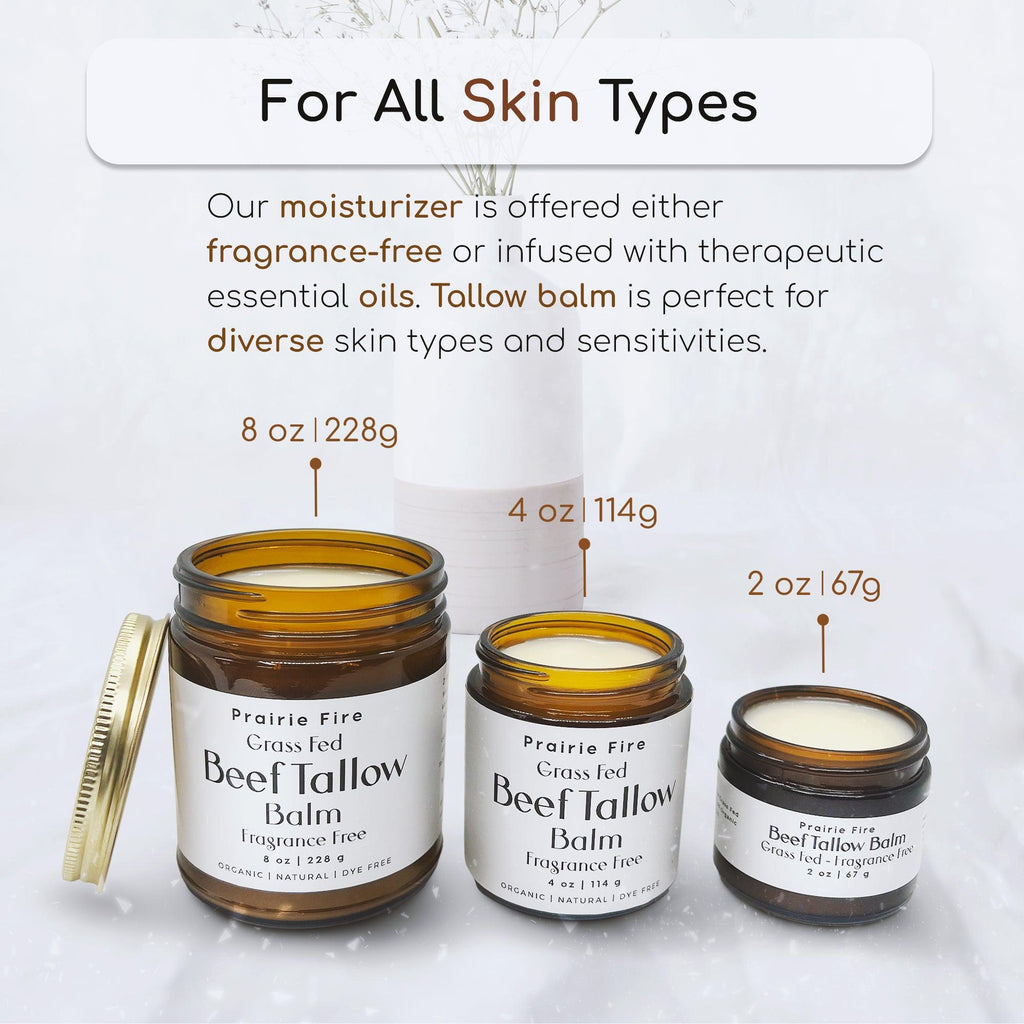 Grass Fed Beef Tallow Balm - 2 oz - Grown and Made in USA - Organic Grass Fed and Finished Tallow - Moisturizing Skin Care