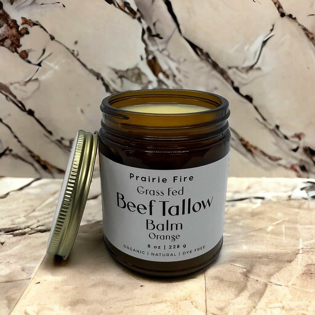Grass Fed Beef Tallow Balm - 8 oz - Made in USA - Organic Grass Fed and Finished - Moisturizing Skin Care