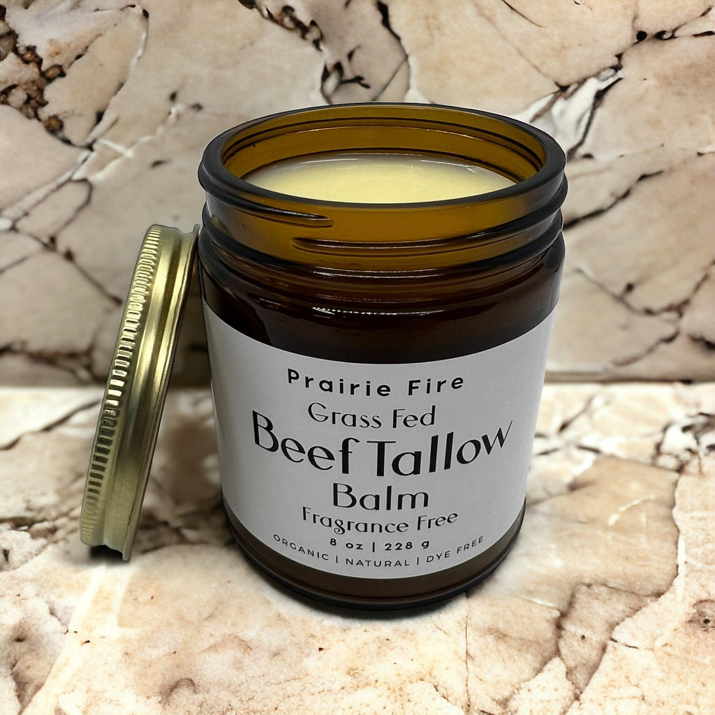 Grass Fed Beef Tallow Balm - 8 oz - Made in USA - Organic Grass Fed and Finished - Moisturizing Skin Care