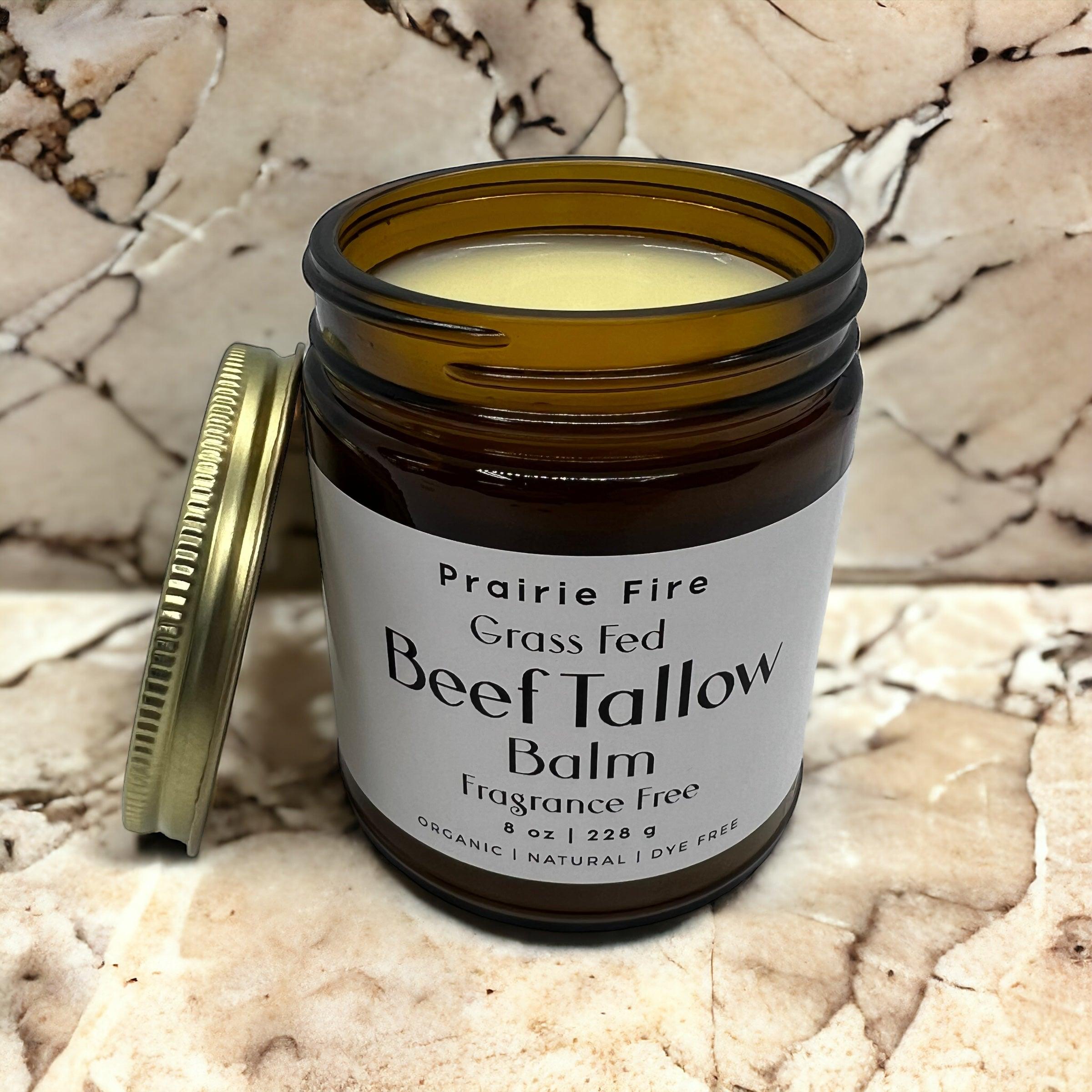 Grass Fed Beef Tallow Balm - 8 oz - Made in USA - Organic Grass Fed and Finished - Moisturizing Skin Care