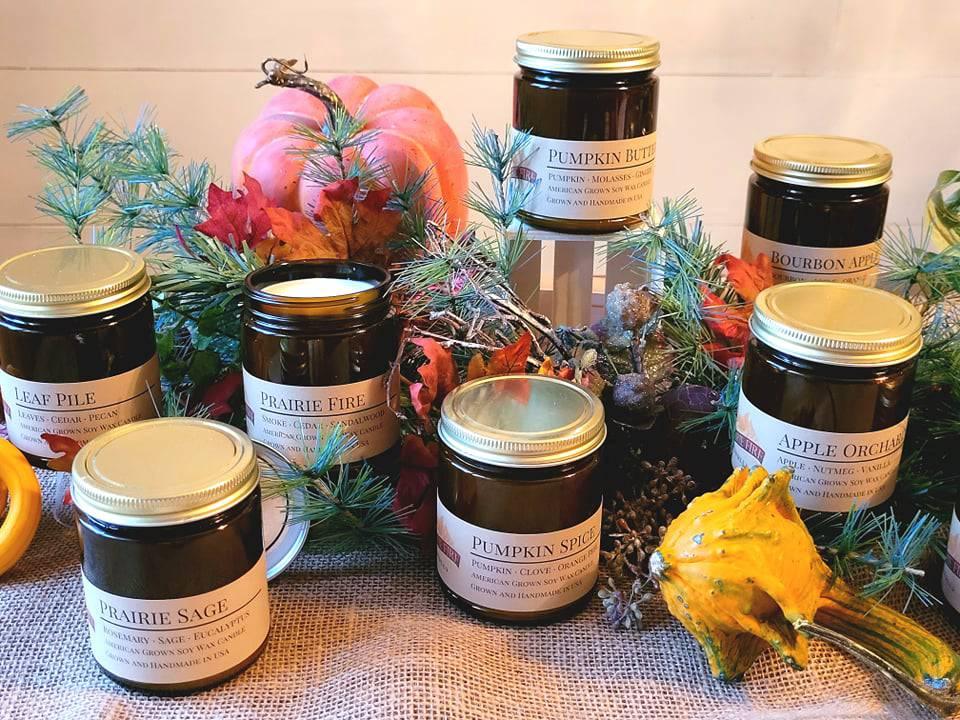 Bourbon Apple Soy Wax Candle | 9 oz Amber Apothecary Jar