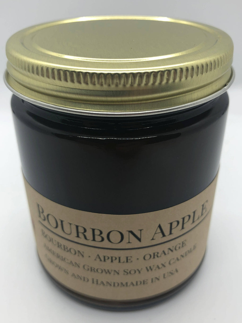 Bourbon Apple Soy Wax Candle | 9 oz Amber Apothecary Jar