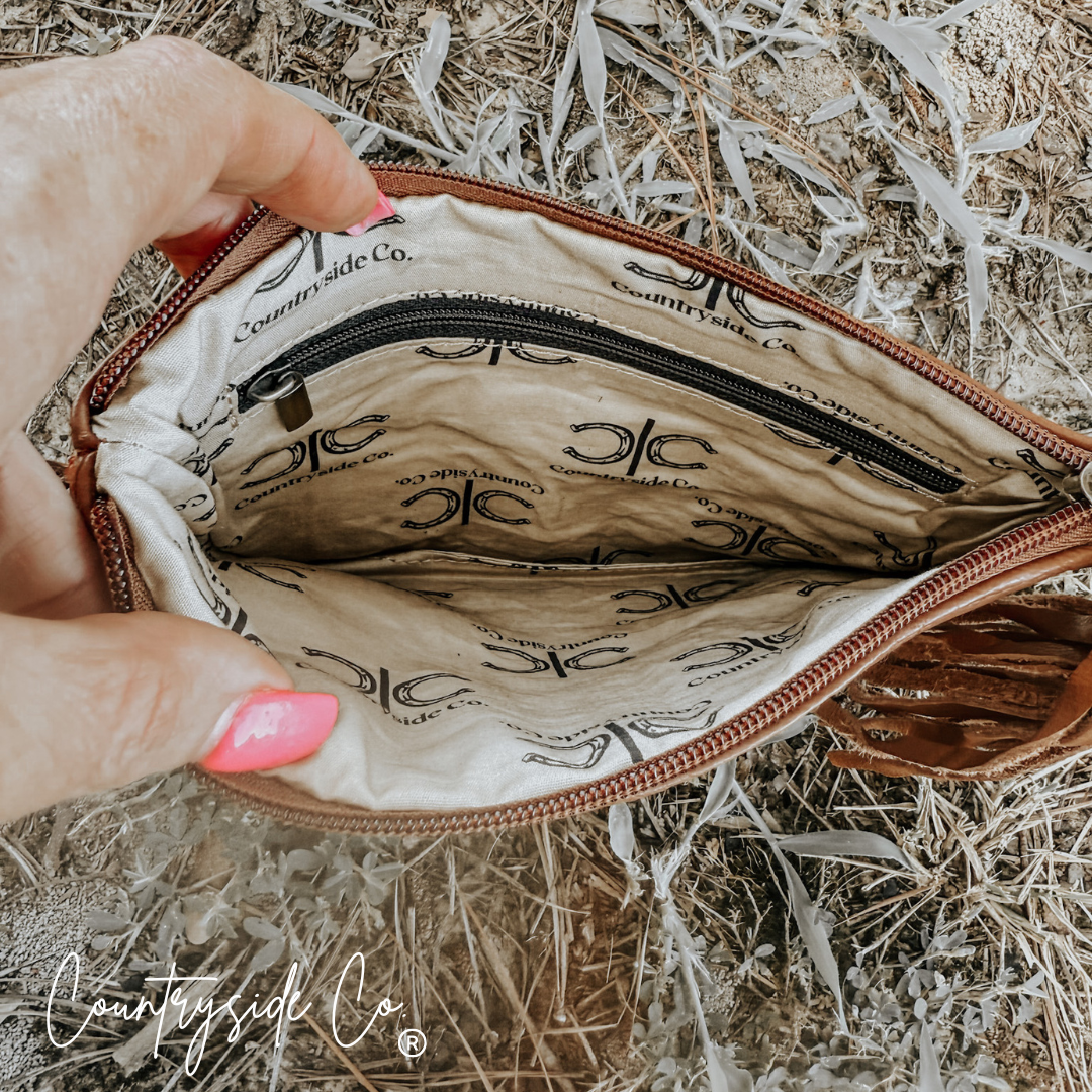 Stockdale Checkered Cowhide Wristlet Pouch