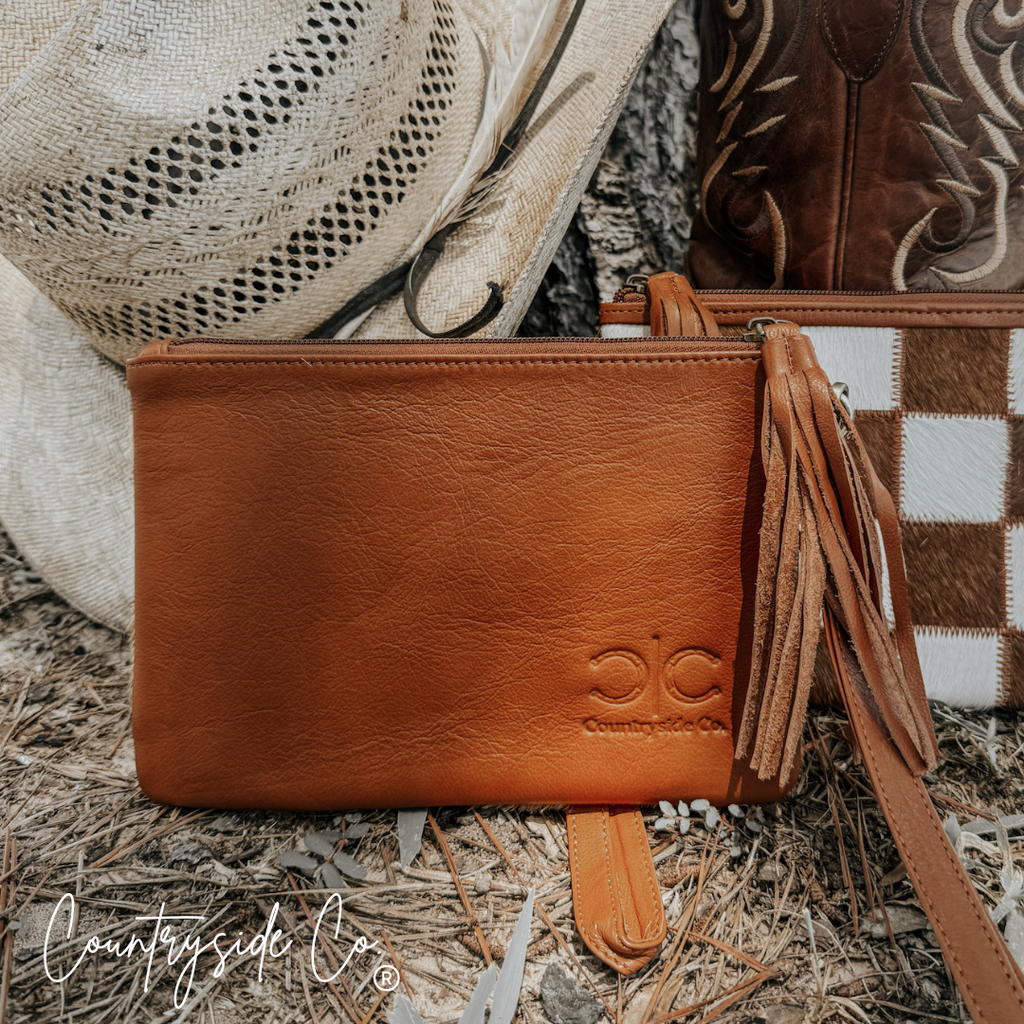 Stockdale Checkered Cowhide Wristlet Pouch