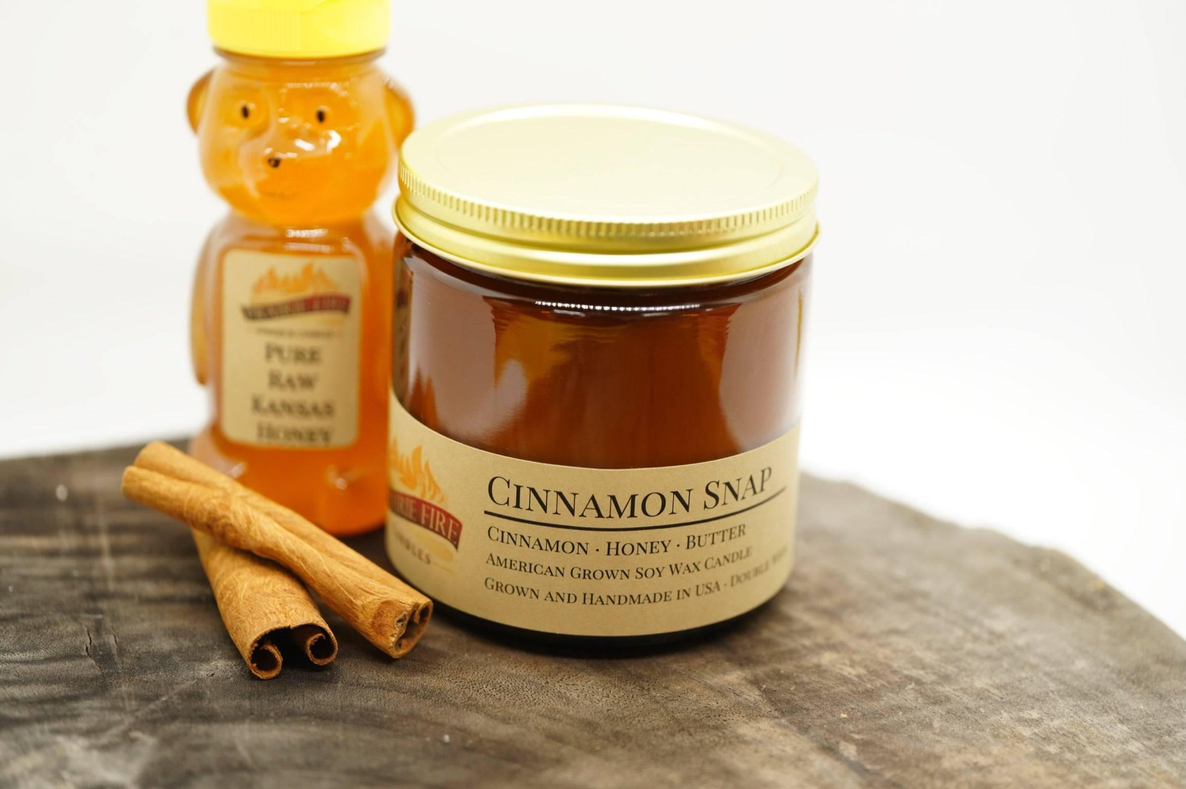 Cinnamon Snap Soy Wax Candle | 16 oz Double Wick Amber Apothecary Jar