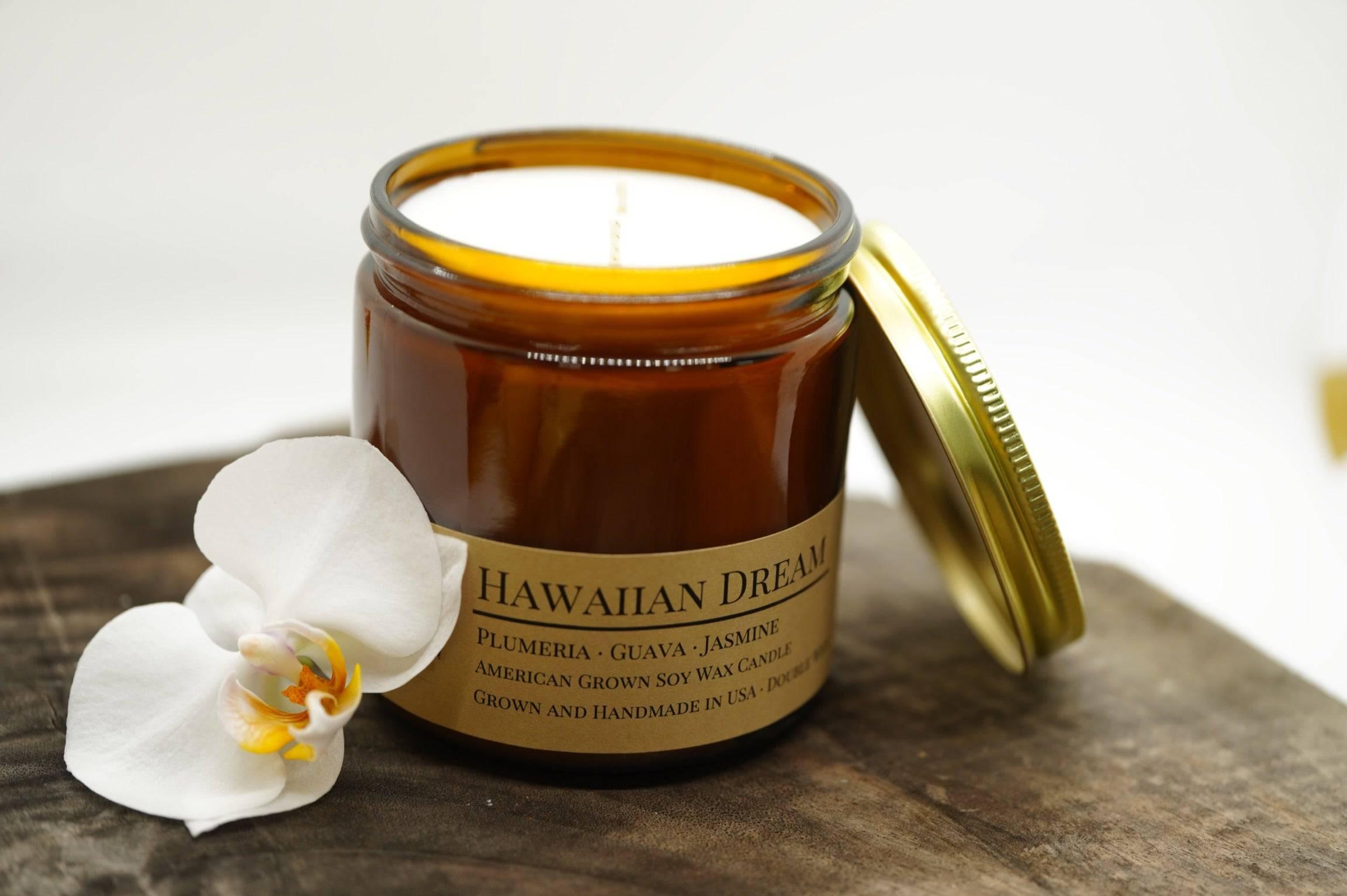 Hawaiian Dream Soy Wax Candle | 16 oz Double Wick Amber Apothecary Jar