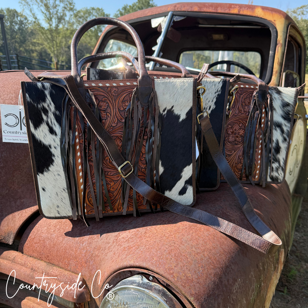 Jesse Conceal Carry Cowhide and Tooled Leather Handbag