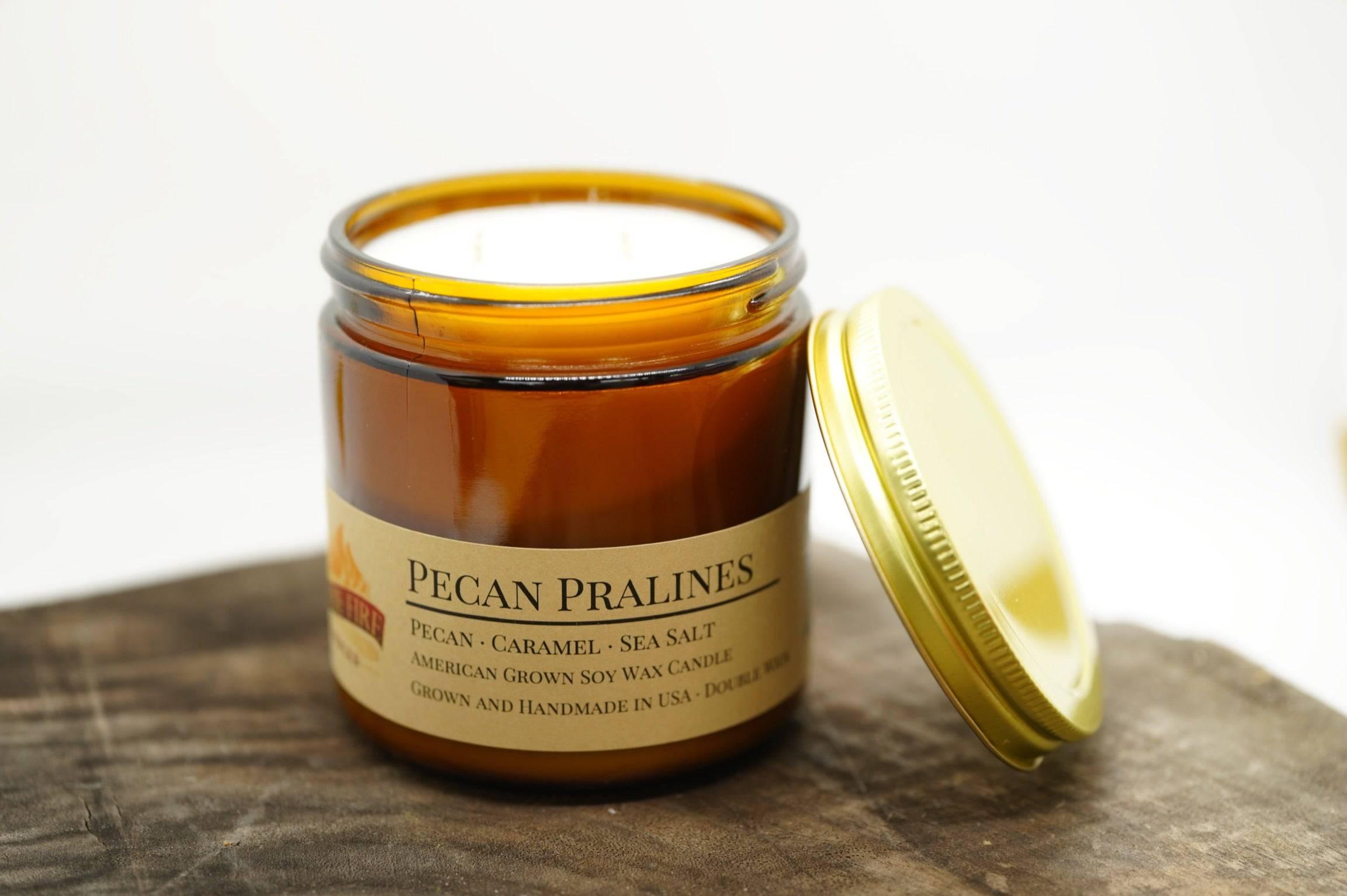 Pecan Pralines Soy Wax Candle | 16 oz Double Wick Amber Apothecary Jar