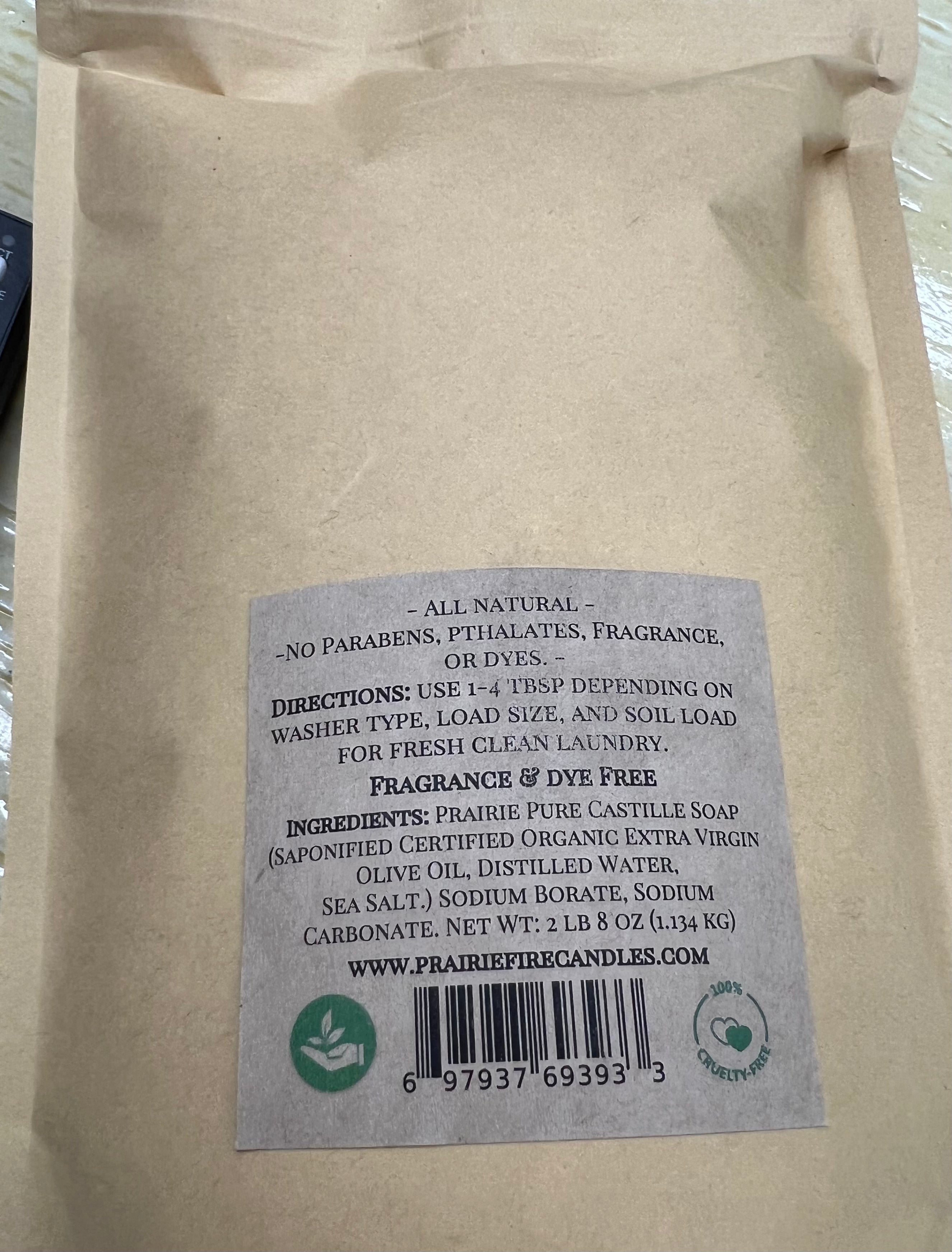 Pure Castile Organic Olive Oil Fragrance and Dye Free Laundry Powder Detergent Net Wt: 2 lb 8 oz Fragrance Dye Free Sensitive Skin