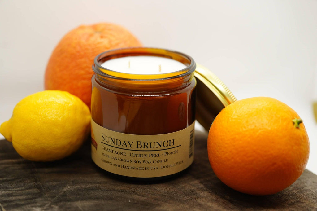 Sunday Brunch Soy Wax Candle | 16 oz Double Wick Amber Apothecary Jar